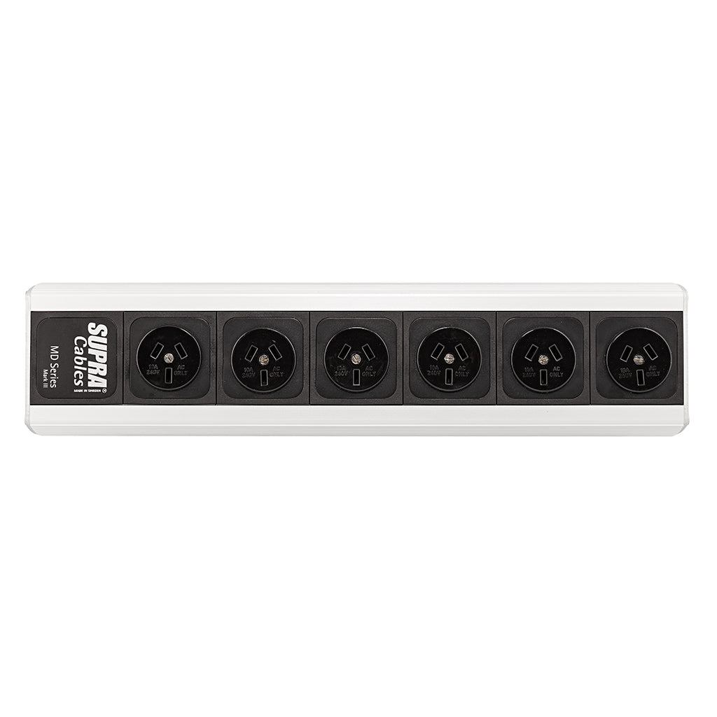 SUPRA MAINS POWER BLOCK - MD06-NZ/AU PLUGS - ALUMINIUM SHIELDED/FILTERED