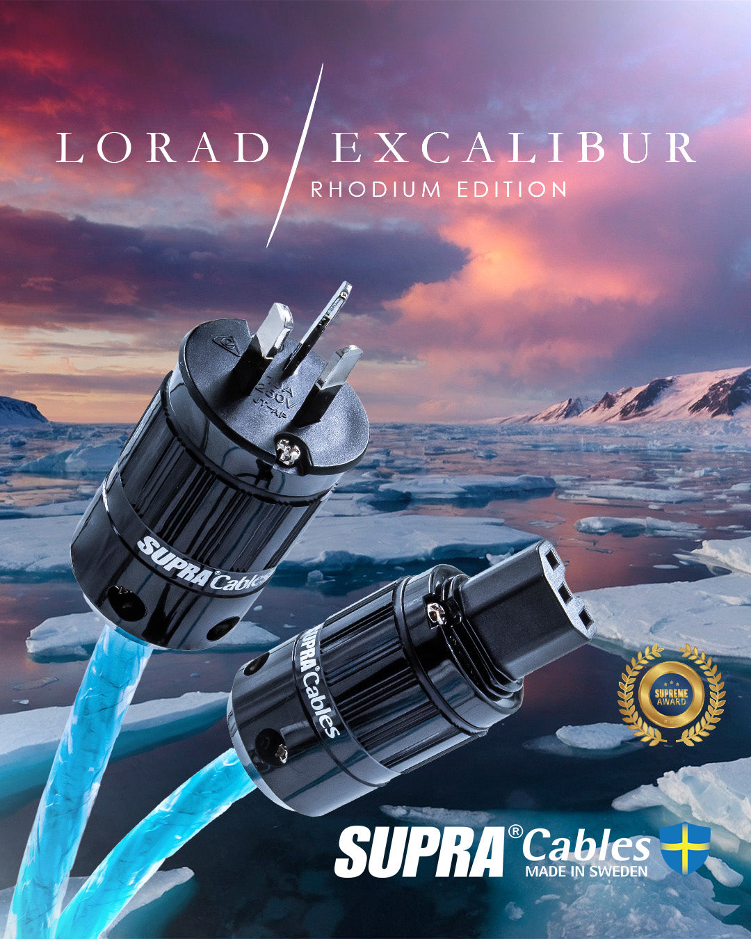 SUPRA LoRad 2.5 Excalibur(Ultimate Silver Plated) Power Cable with C:19 16/20 AMP IEC options