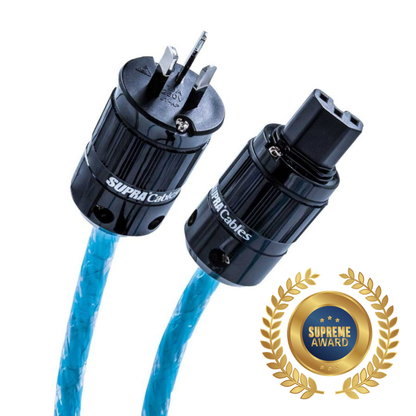 SUPRA LoRad 2.5 Excalibur(Ultimate Silver Plated) Power Cable with  AUS/NZ Rhodium plated 3112 Mains plug and C15 IEC
